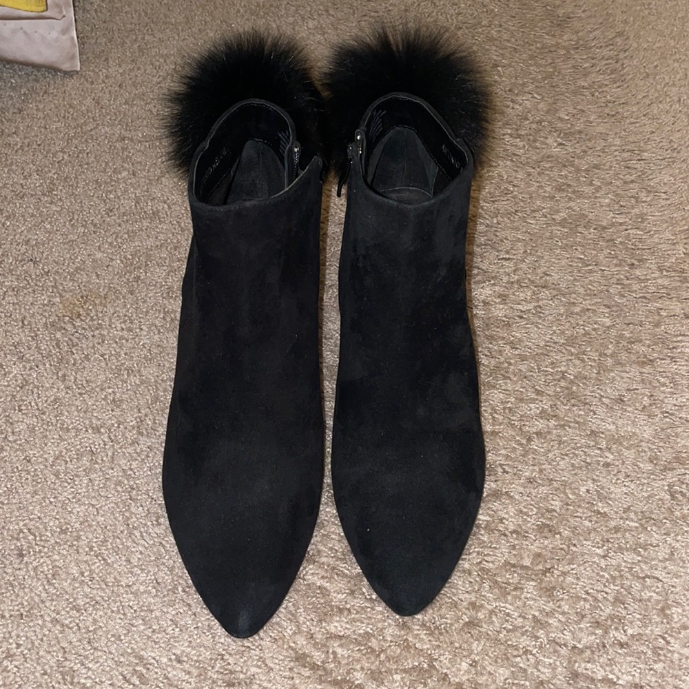 Fox fur Pom ankle bootie size 9